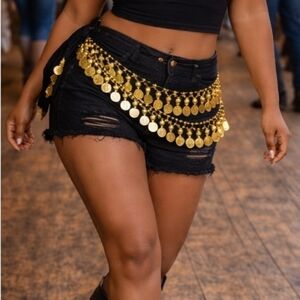 Gold Coin Hip Scarf - Belly Dance Accent